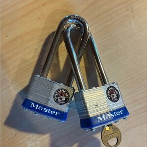 Master Lock Silver and Blue Padlocks with key brand new. Model no1